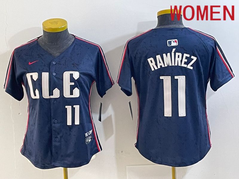 Women Cleveland Indians #11 Ramirez Blue City Edition Nike 2024 MLB Jersey style 10->women mlb jersey->Women Jersey